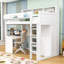 Lit mezzanine simple avec tablettes et garde-robe-764216486