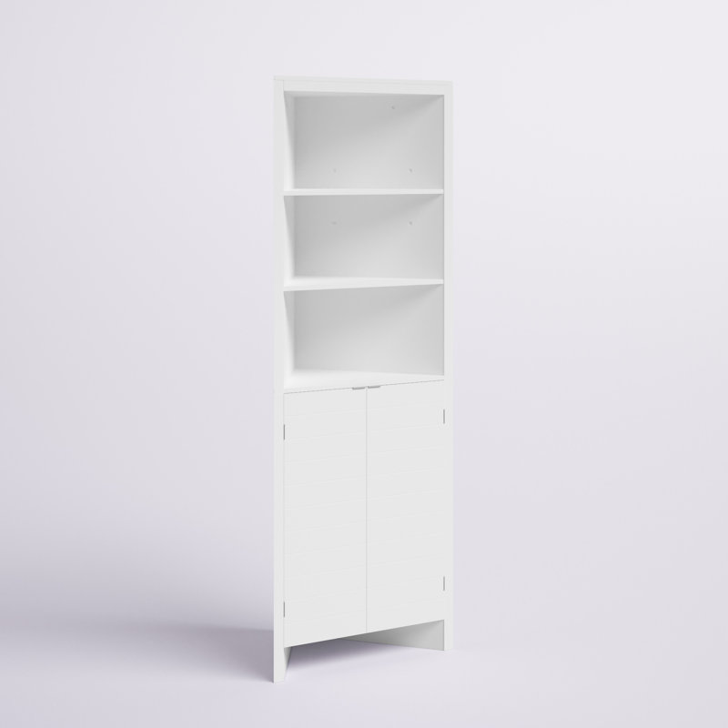RiverRidge Madison Tall Corner Bathroom Storage Cabinet with Open Shelves, White
