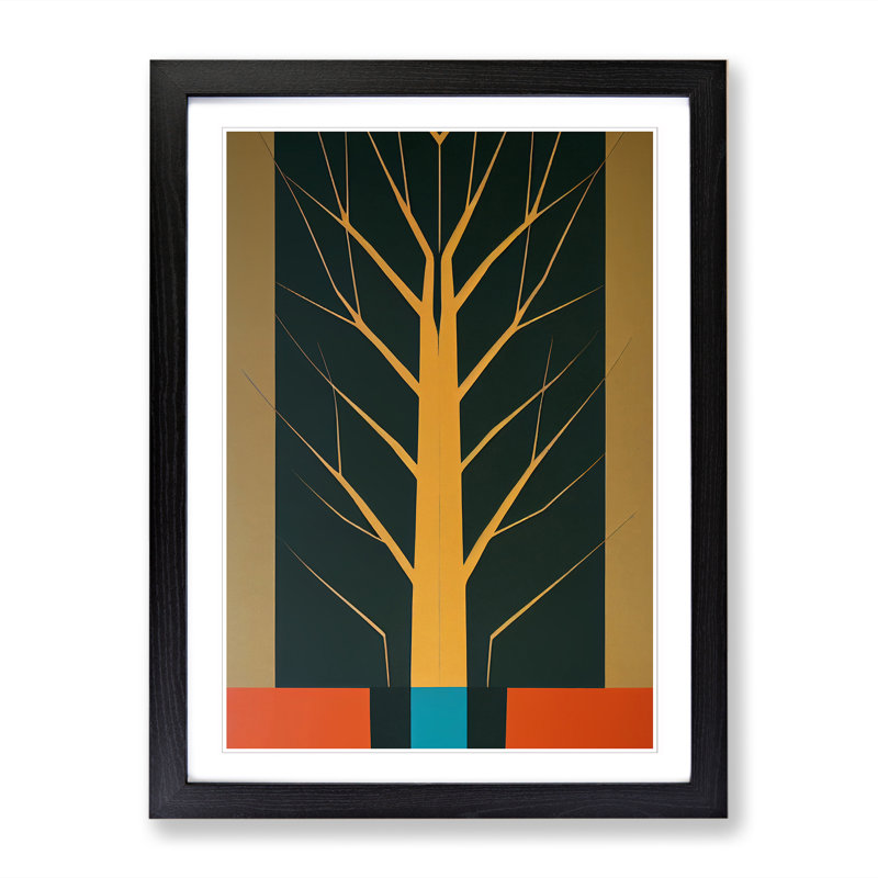 Trewet Oak Tree Suprematism 1 Piece Single Picture Frame Wall Art, 64cm H x 46cm W x 2cm D, Black