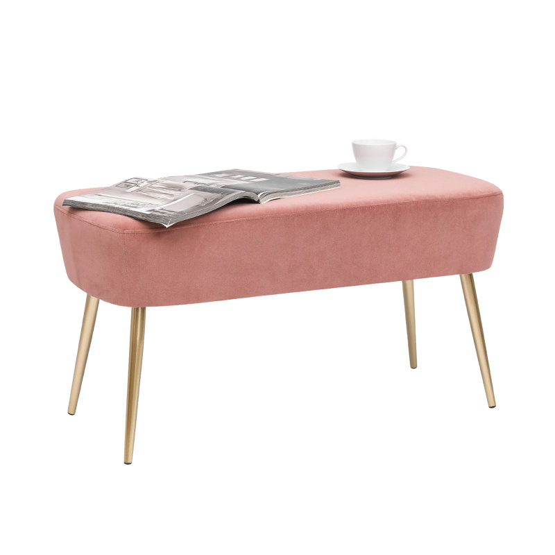 Collada Velvet Upholstered Bench, Pink