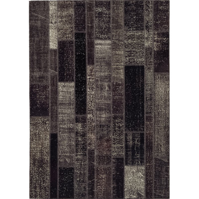 Tapis noir en coton noué à la main Nonie