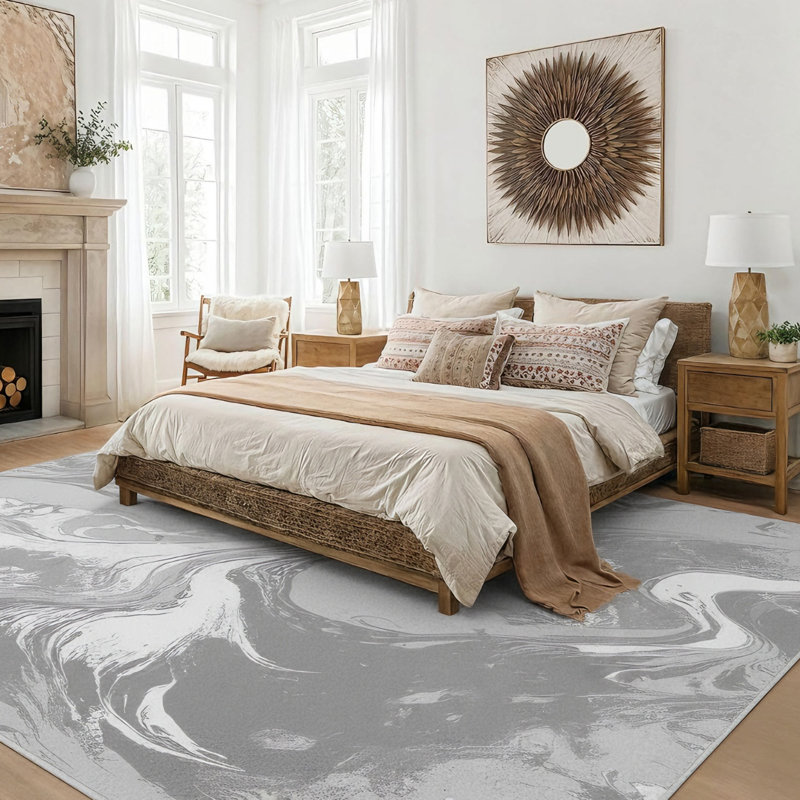 Galaxy Series Abrstract Black/Gray/Ivory/Beige Area Rug, Rectangle 7'9" x 10'2", Gray