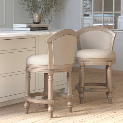 Tabouret de bar pivotant de 26 po, de conception arrière, à hauteur de comptoir, rembourré en gris avec siège beige, siège confortable, installation simple, tabouret à hauteur de comptoir pivotant à 180 degrés de 26 po, forme, fonction, siège et assise