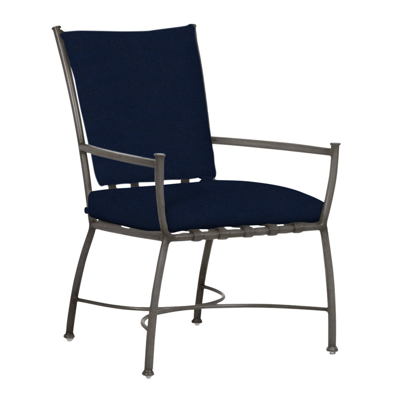 Chaise avec accoudoirs en aluminium Majorque, Pas de soudure, Velours indigo