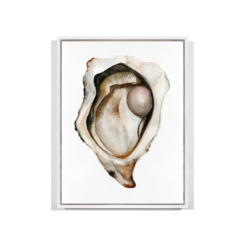 Huître 2 par Rita Taverni, Cadre flottant blanc, H 51 po x l 38 po