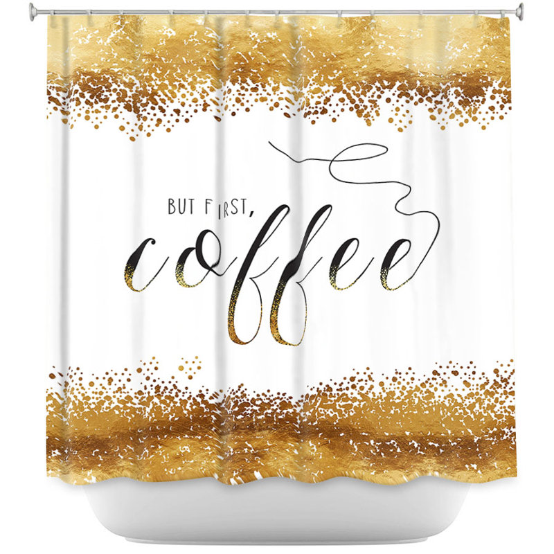 Rideau de douche simple, mais first coffee, Mauve / Bleu