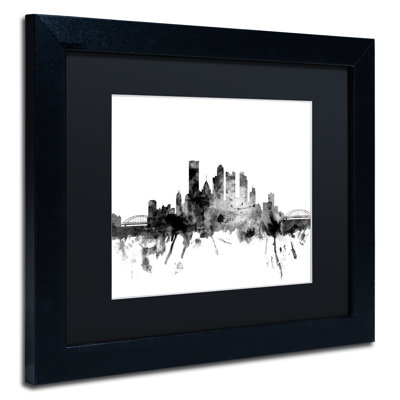 « pittsburgh pa horizon b&w », impression sur toile encadrée