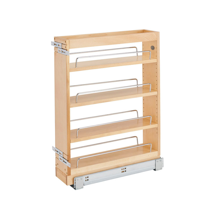 Rev-A-Shelf 3-in W x 30-in H 4-Tier Cabinet-mount Wood Pull-out Spice Rack  in the Cabinet Organizers department at