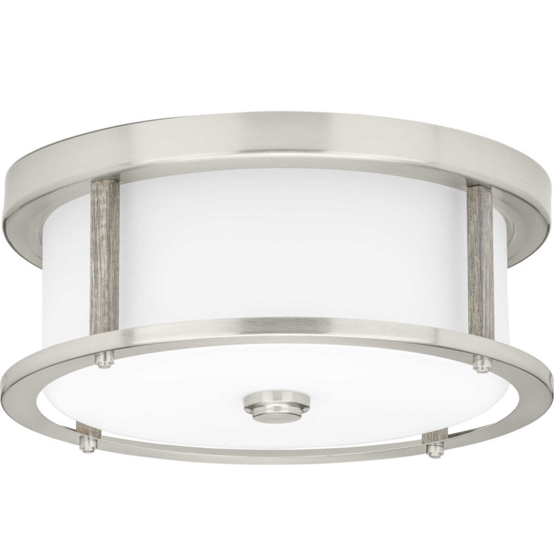 Plafonnier encastré simple 13 po 2 lumières Waddells, Nickel brossé