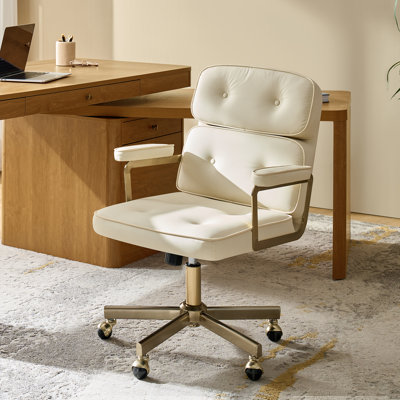 Debby Modern 37"H Faux Leather Tilting Swivel Office Chair with Adjustable Height