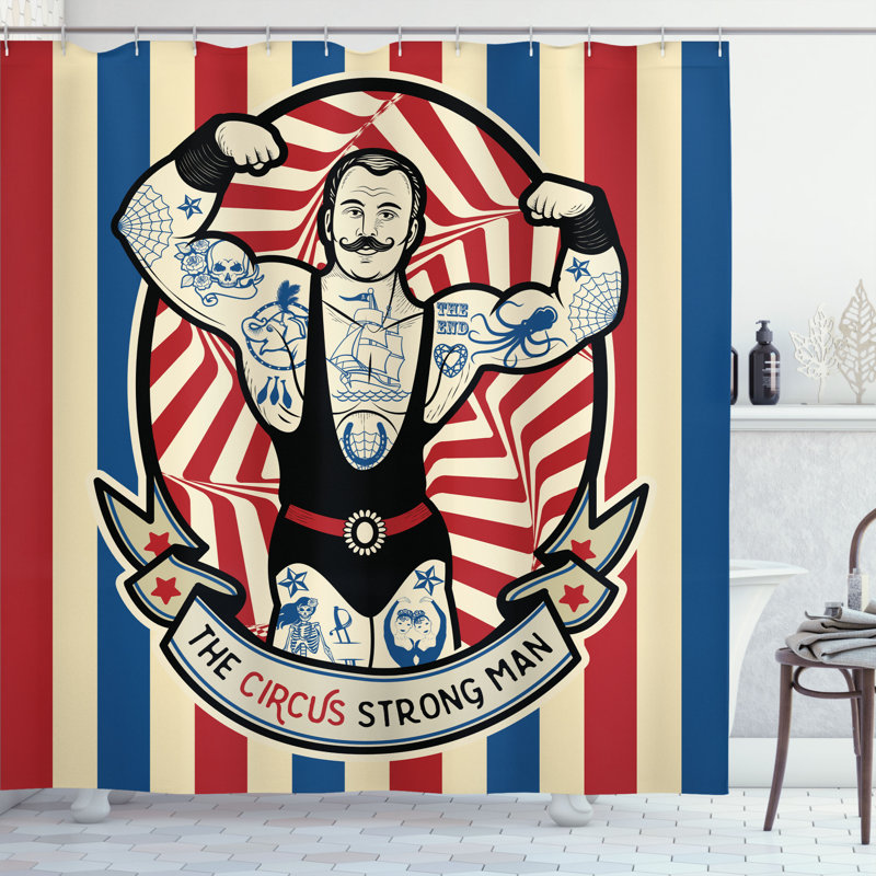 Circus Shower Curtain Set + Hooks, 70" H x 69" W