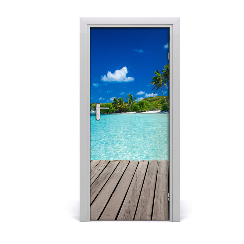 Tropical Beach Door Decal