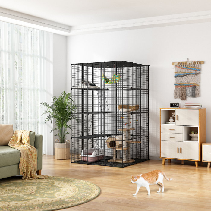 Tucker Murphy Pet™ Ceason 4-Tier Wire Cat Cage Playpen & Reviews | Wayfair