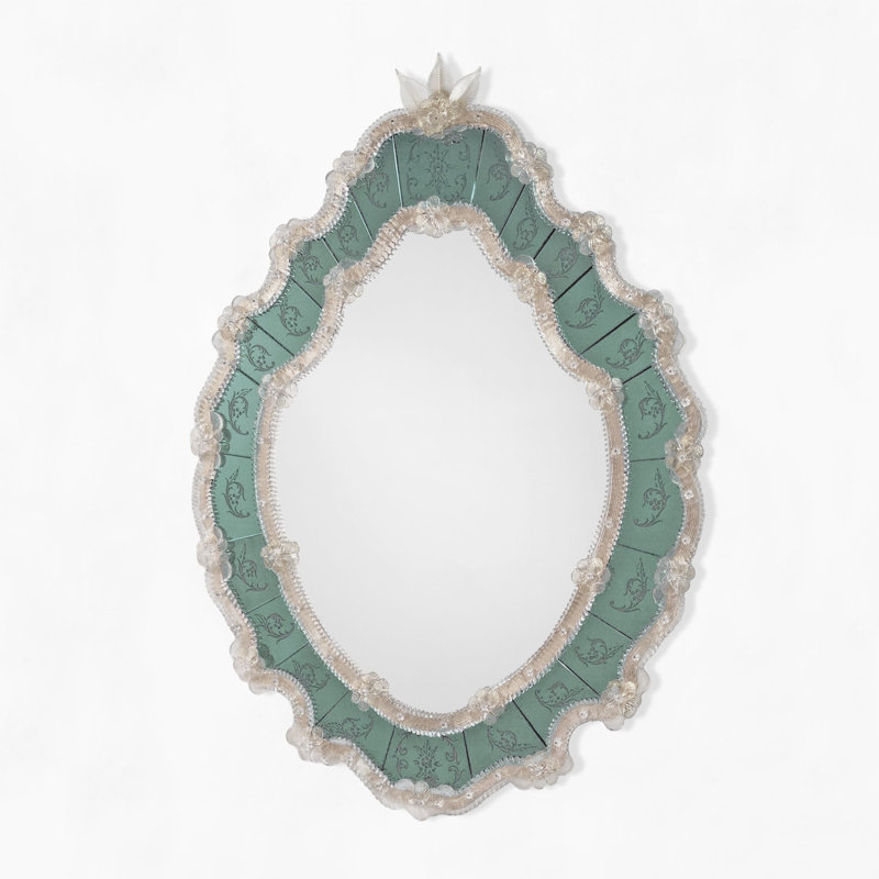 FIORI Murano Glass Mirror, Clear/Green