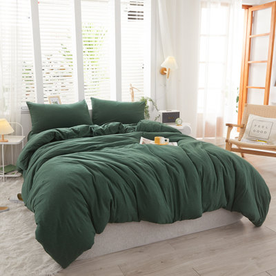 LIFETOWN Jersey Knit Duvet Cover Set 100% Cotton T-Shirt Feeling Comfy Bedding Set with Zipper Closure