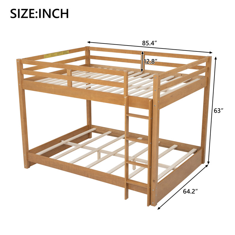 Lit superposé en bois grand format avec échelle et garde-corps - Structure en pin robuste, conception peu encombrante pour les petites pièces