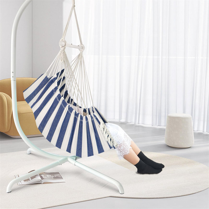 Cannell Swing Chair, Blue/White