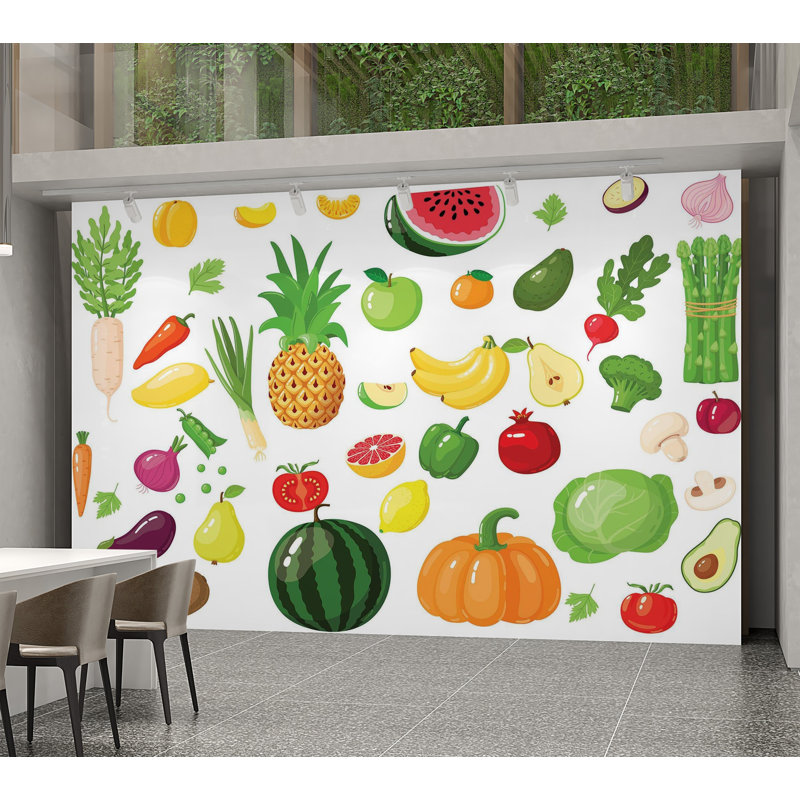 Premium Peel & Stick Wall Mural - Fruit And Vegetables, 144" L x 210" W