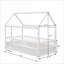 Lit plateforme simple en bois de pin massif avec cadre de toit et barrière de sécurité, aucun sommier requis, blanc pour la chambre à coucher