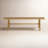 Brennan Two Seater Bench in Solid Oak Wood Light Brown Finish Farmhouse Dining Bench with Straight Legs Design