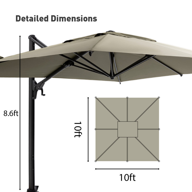 Parasol en porte-à-faux, Taupe, 10 pi x 10 pi