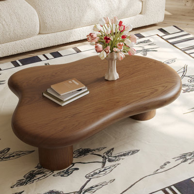 Mid-Fentury 48" Solid Wood Coffee Table for Livingroom,Cloud Design, Four Legs Free Form