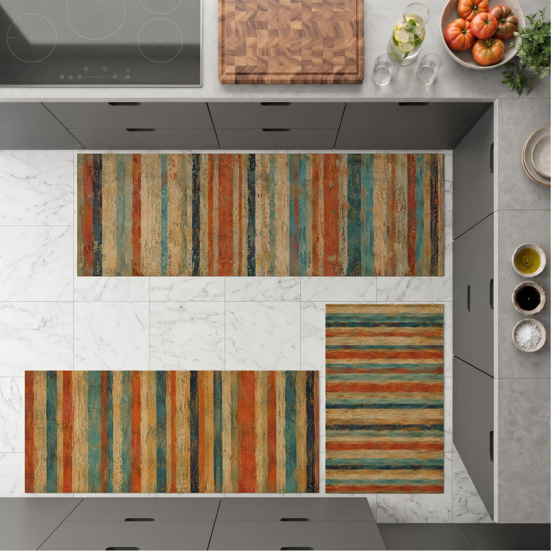 Striped Pattern Non-Slip Washable Kitchen Mats