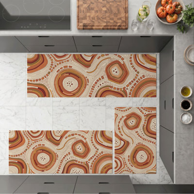 Retro Swirls Non-Slip Washable Kitchen Mats