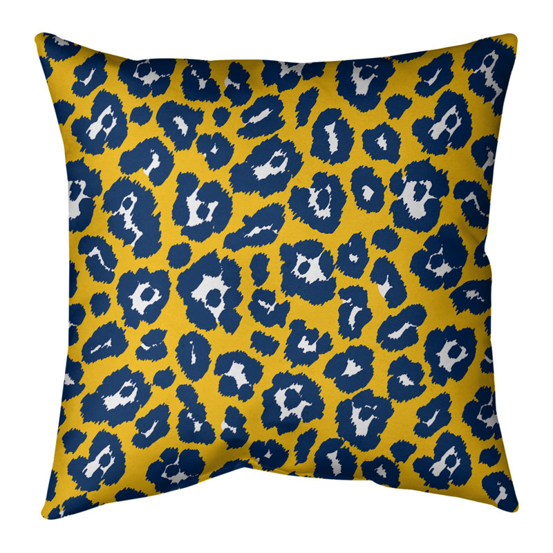 Housse de coussin carrée, Croisé en coton, Or / noir / blanc, 26 po x 26 po