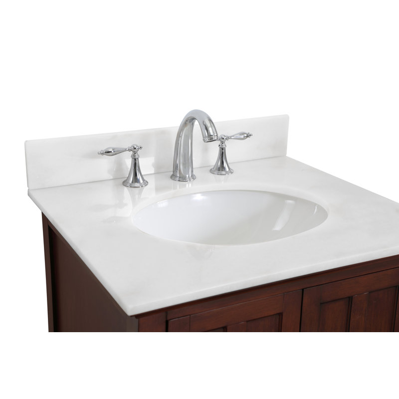 Ain 25'' Single Bathroom Vanity with Top, Teak, Pure White