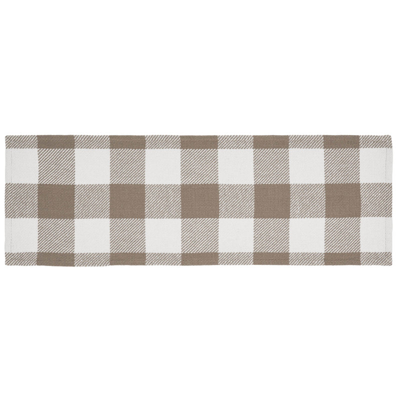 Linge de table à carreaux Annie Buffalo, 36 po x 12 po, Brun / Blanc