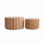 Ensemble de 2 tables basses rondes gigognes, tables d'appoint en bois avec sommier à lattes verticales, tables d'appoint rustiques pour le salon