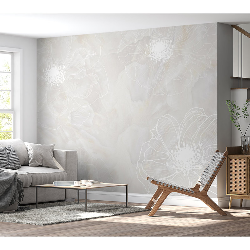 Adhésif mural floral pelez et collez - Délicatesse du moment, L 55 po x l 77 po