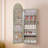 15.7"W Arched Jewelry Armoire, LED Mirroed Jewelry Cabinet Wall/Door Mounted-164399642