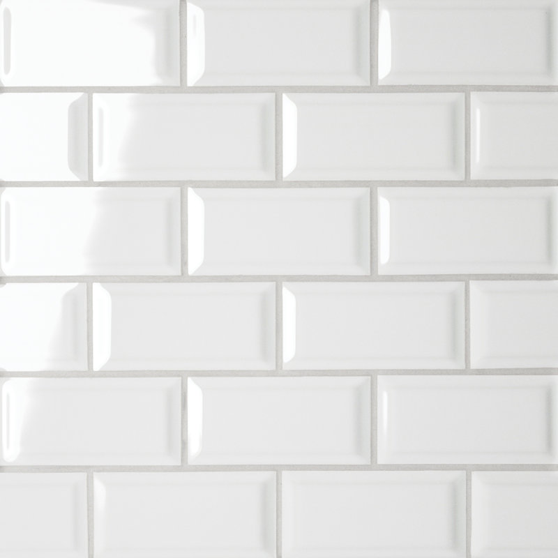 Le Cafe 2 in. x 4 in. Glossy Porcelain Tile, White