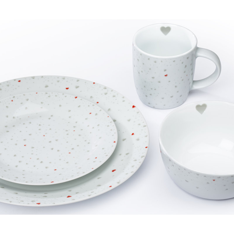 16Pce Grey/Red Heart