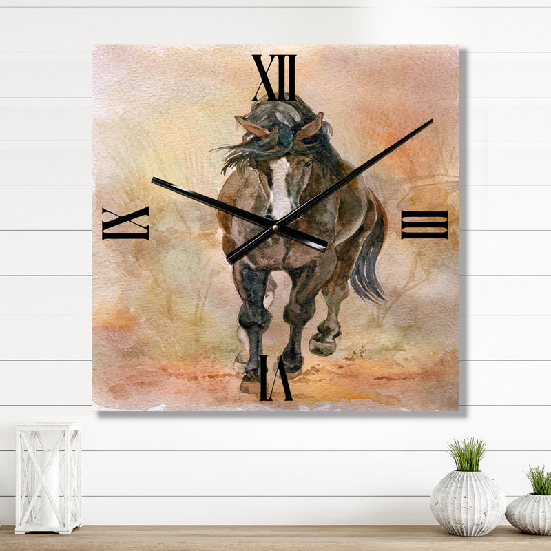 Portrait d'un magnifique cheval châtaignier I horloge murale, Petit