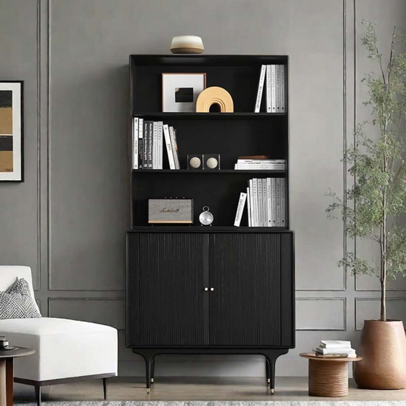 Black Large Capacity Storage Cabinet Bookcase