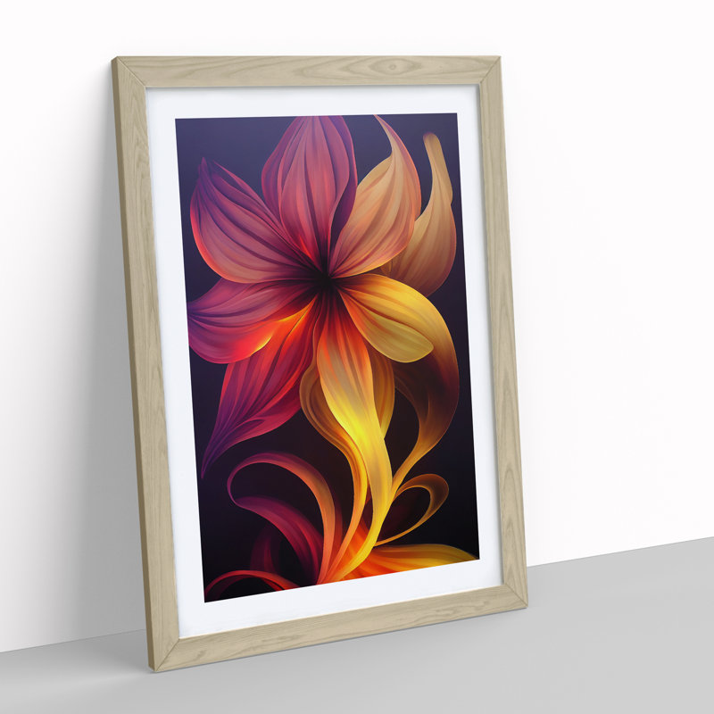 Flower Abstract No.1 - Wall Art, 64cm H x 46cm W x 2cm D, Oak Framed
