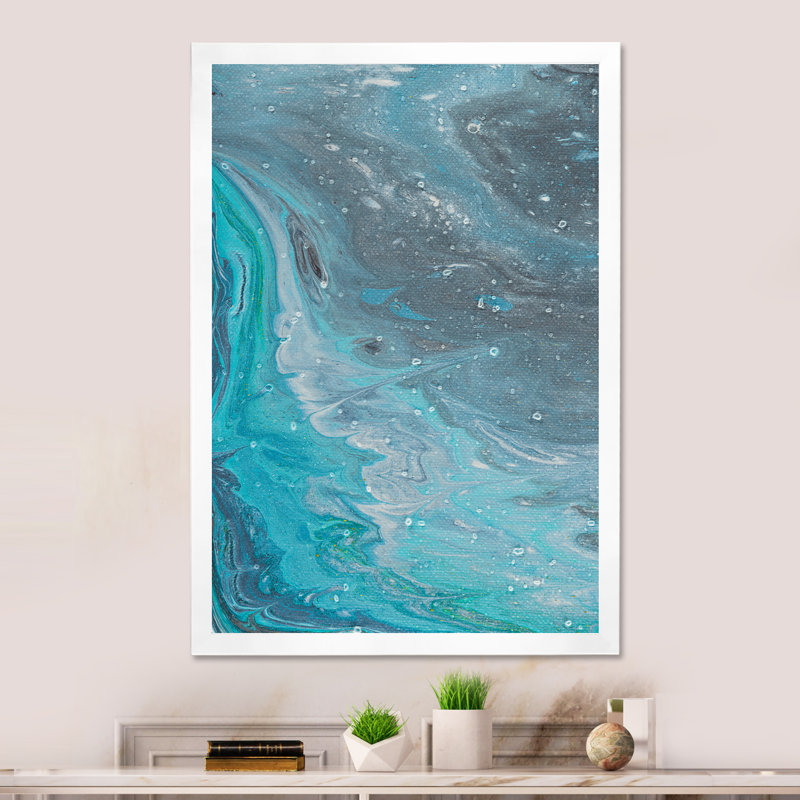 Shades Of Blue Abstract Brushes III - Art mural moderne et contemporain sur toile, Impression blanche sur toile encadrée
