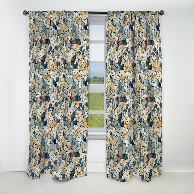 Pebble Mosaic Tropical Motif II - Rideau floral - Rideau occultant floral - 1 panneau, L 52 po x L 120 po