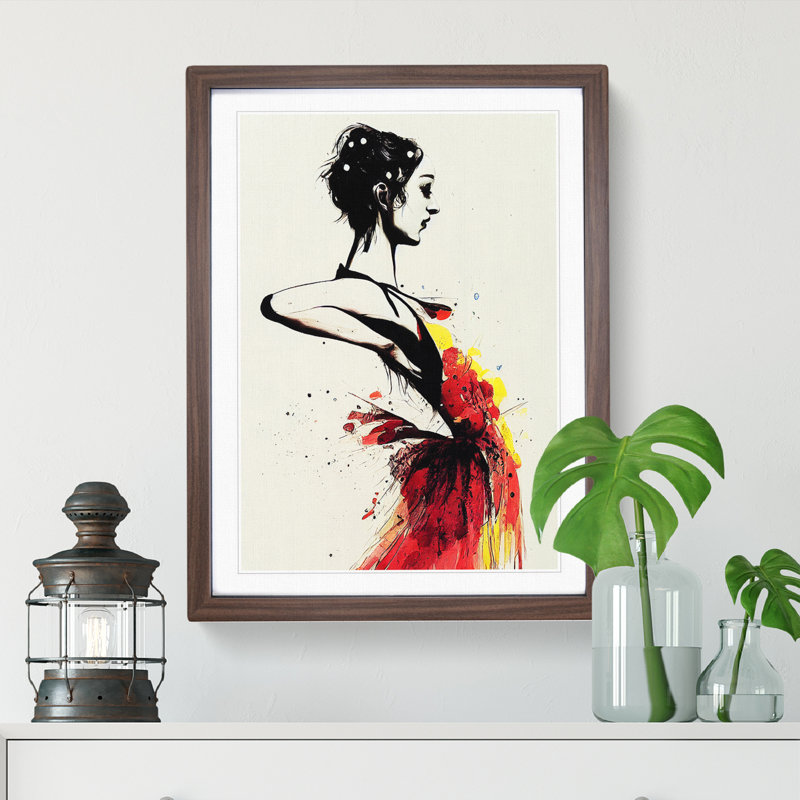 Artistic Woman - Single Picture Frame Painting, 64cm H x 46cm W x 2cm D, Walnut 