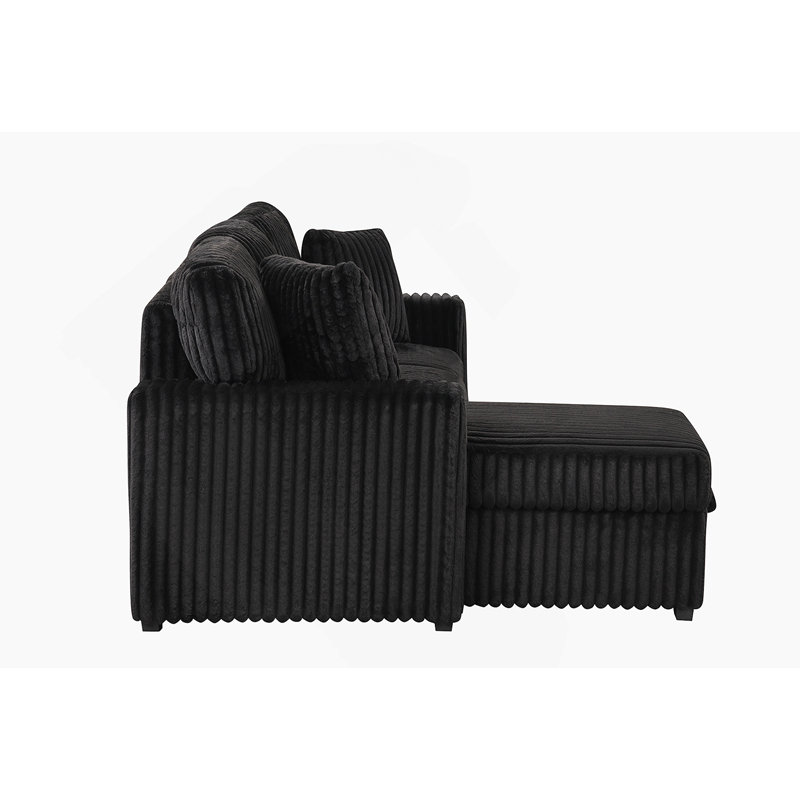 Canapé modulaire moelleux avec canapé-lit en velours, Velours noir