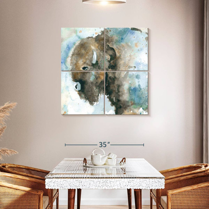 Brampt Buffalo On Blue, 38" H x 38" W