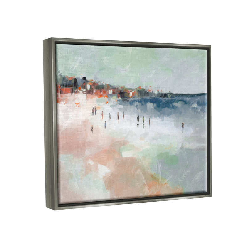 «Abstract People On Shore» par Ziwei Li, Cadre flottant gris lustré, H 24 po x l 30 po
