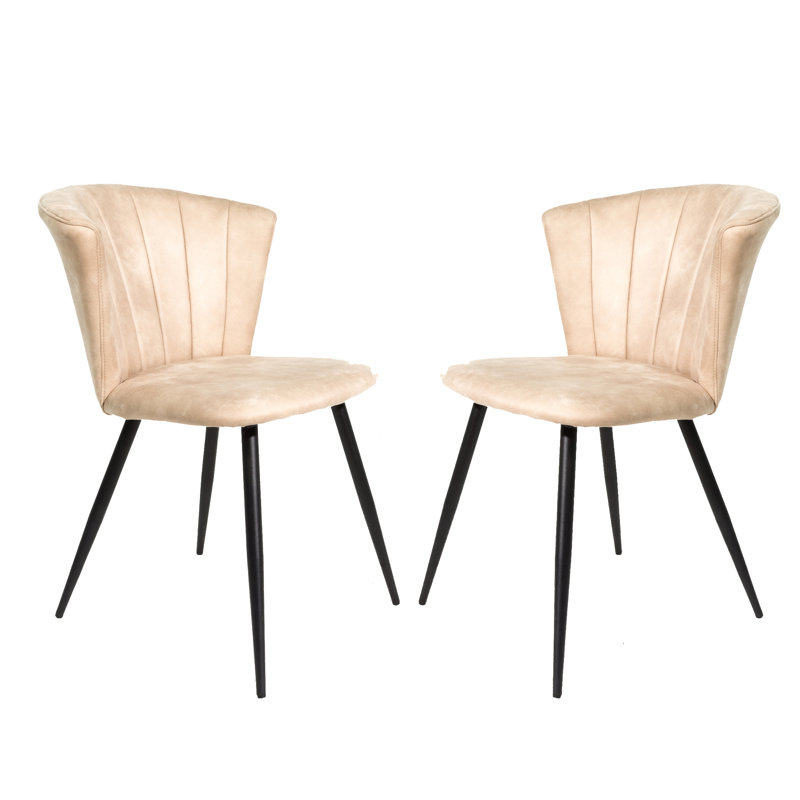 Cowen 48cm H Polyester Blend Upholstered Metal Dining Chair in Beige, Beige
