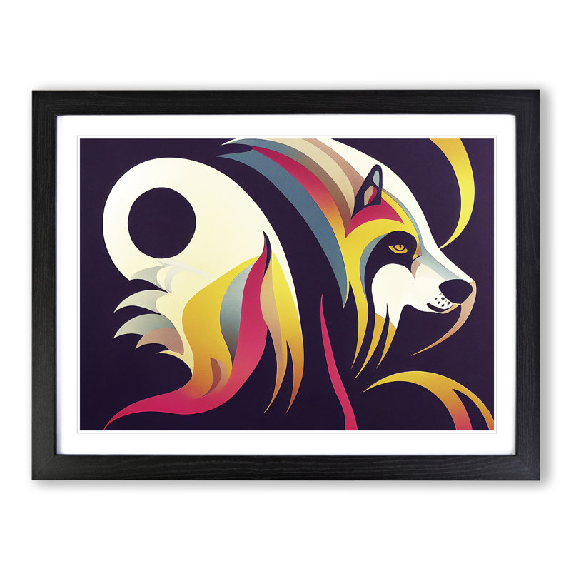 XH1022-10254X Wolf Abstract Vol.2 - Single Picture Frame Painting, Black Framed, 46cm H x 64cm W x 2cm D