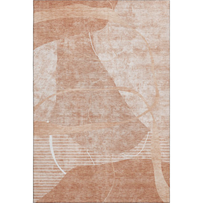 Premium Machine Washable Prisco Salmon Rug