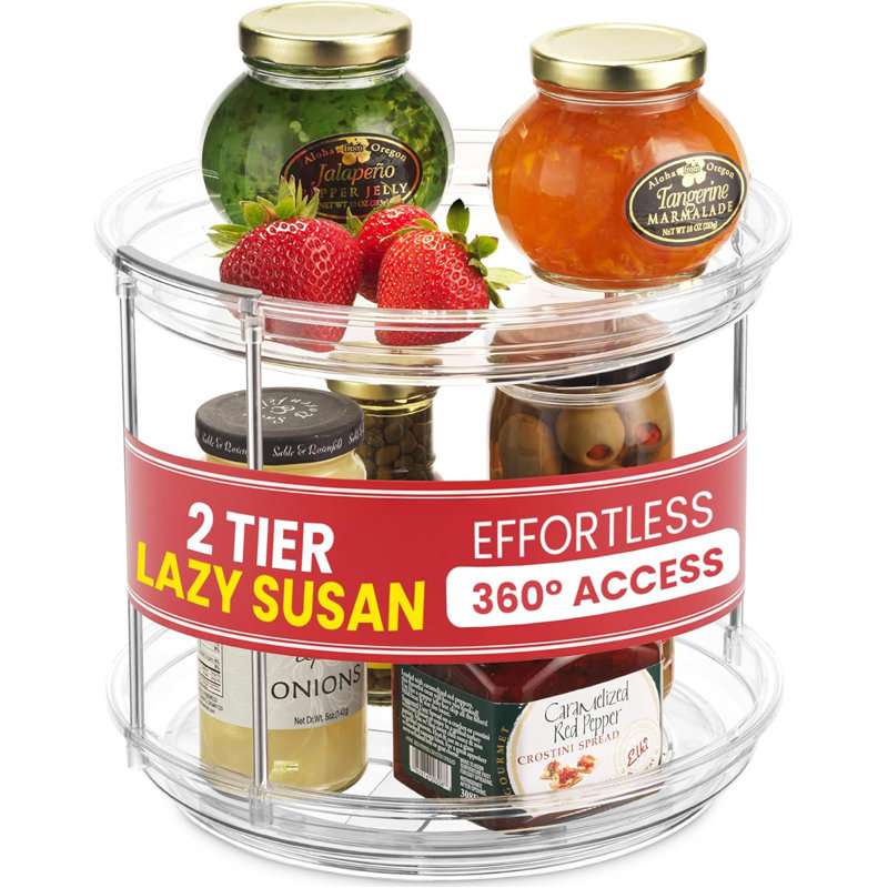 2-Tier Acrylic & Metal Lazy Susan Organizer – Smooth-Spin Vertical Storage for Kitchen & Bathroom