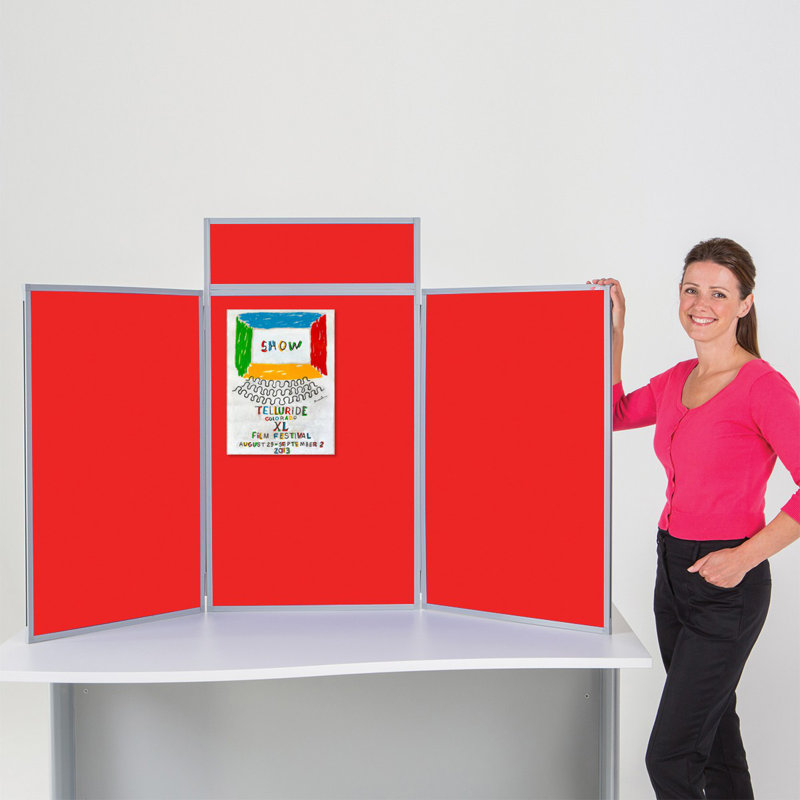 Free-Standing Reversible Bulletin Board 110cm H x 180cm W, Alfa Red